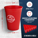 NEXTCUP Becher Set Made in Germany - 22 extra stabile und nachhaltige Hartplastik Becher [473ml - 16oz] – Spülmaschinengeeignet und Wiederverwendbar - Rot