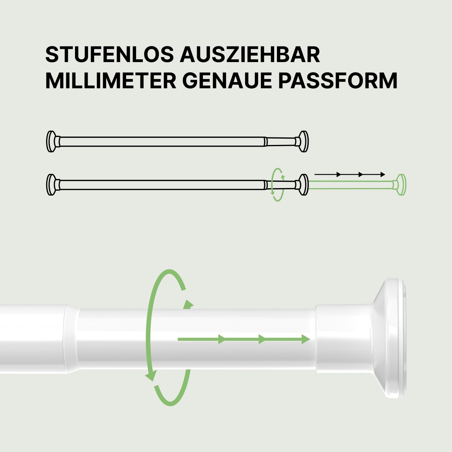 MEISENBERG Gardinenstange ohne Bohren 70-120cm Ø25mm - Teleskopstange Vorhang - Duschstange - Weiß - Spannstange