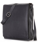 LEABAGS Leder Umhängetasche Herren & Damen I Echtleder Laptoptasche bis 13 Zoll I Messenger Bag mit Schultergurt I Schultertasche I Arbeitstasche I Tragetasche I Handtasche I Nappa Schwarz