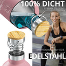 Trinkflasche Edelstahl mit Strohhalm, Infuser + 3 Deckel: BPA-frei, Auslaufsicher, Kohlensäure geeignet - Wasserflasche Fahrrad Thermosflasche Isoliert Isolierflasche Sport Wasser Flasche Kinder Tee