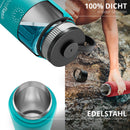 Trinkflasche Edelstahl ACTIVE FLASK + Strohhalm (3 Deckel) BPA-frei, Auslaufsicher, Kohlensäure geeignet - Wasserflasche Fahrrad Thermosflasche Isoliert Isolierflasche Sport Wasser Flasche Kinder Tee