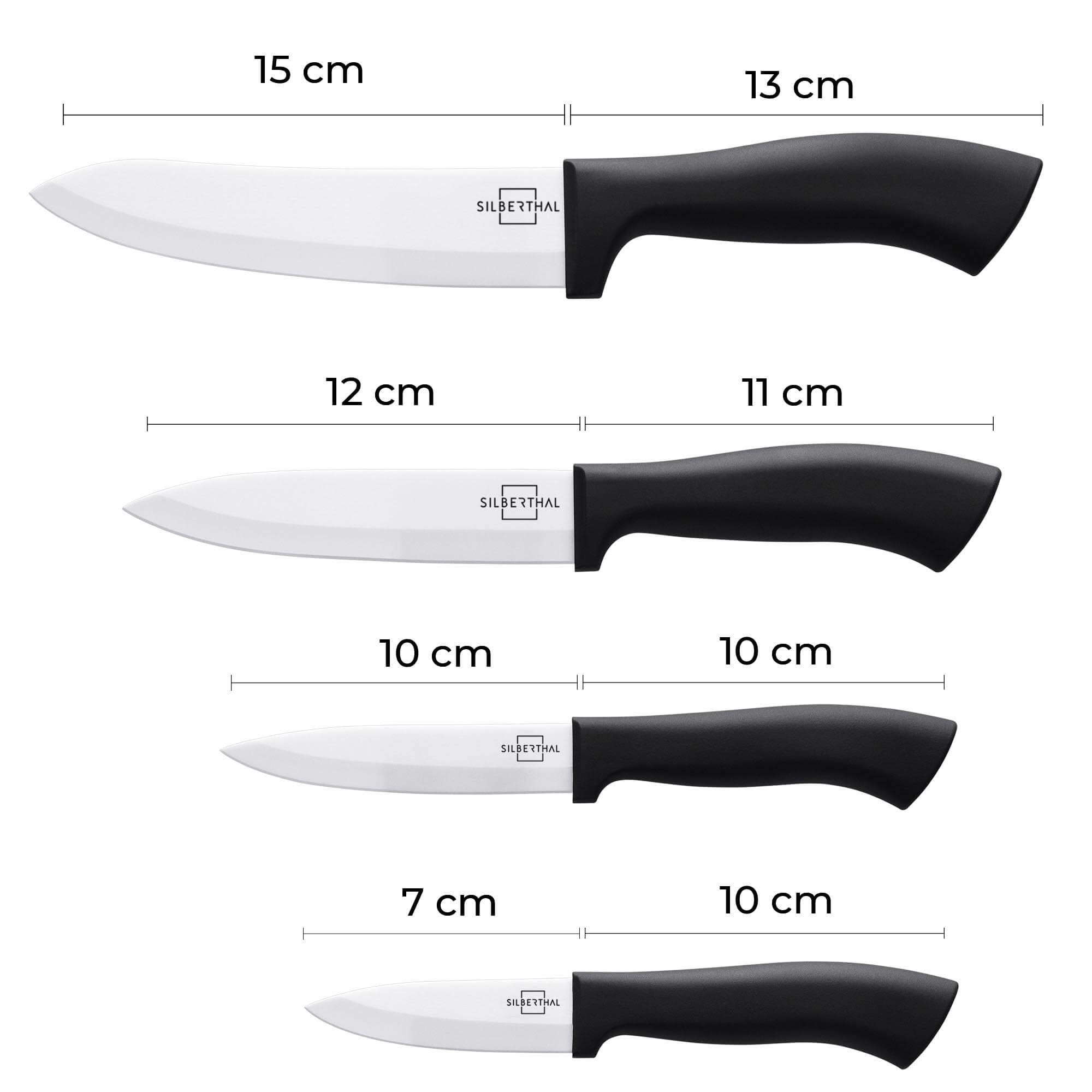 SILBERTHAL Keramikmesser Set schwarz - 4 Küchenmesser aus Keramik in edler Geschenkverpackung