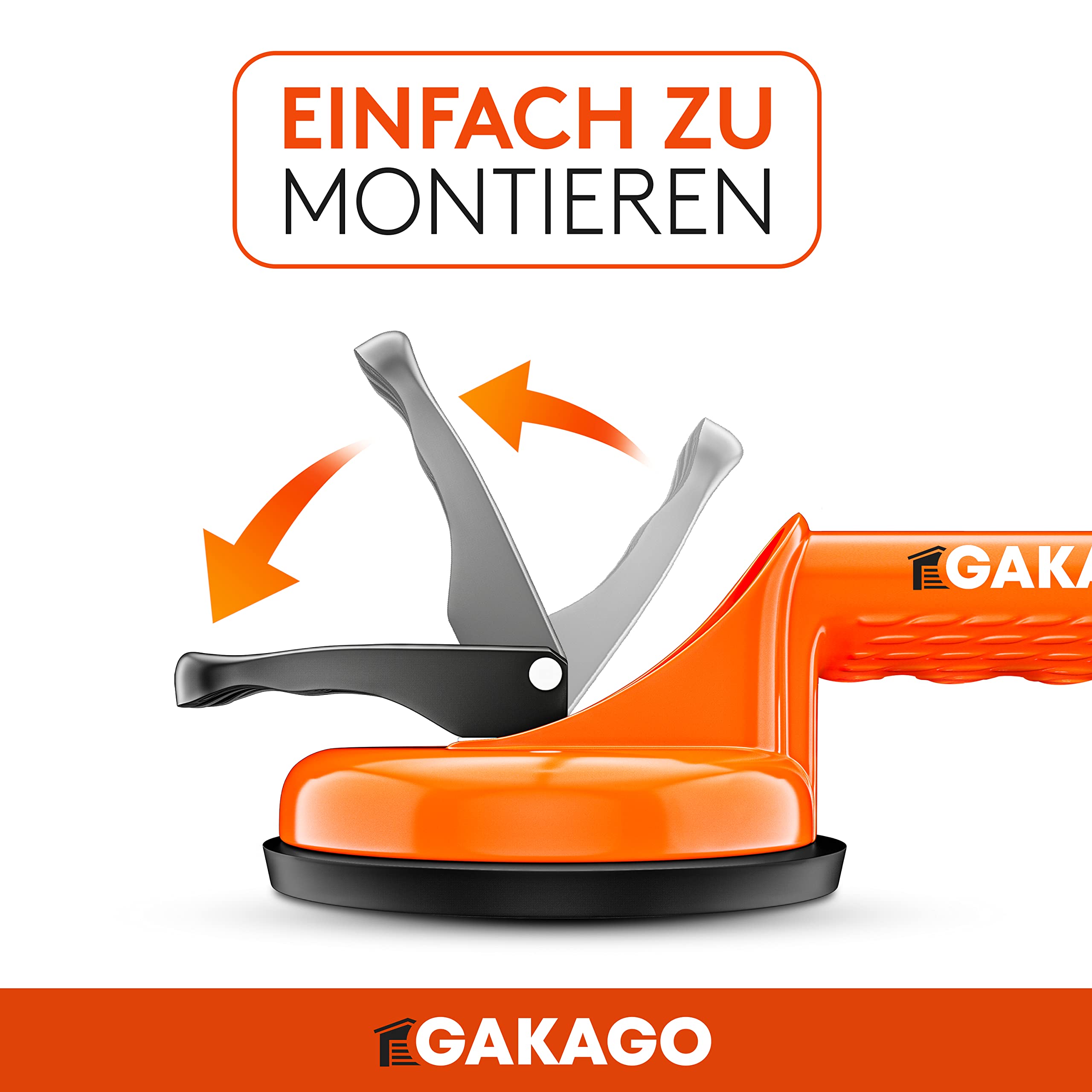 Gakago Saugheber (2er Pack) - Ergonomische & rutschfeste Sauggriffe - 100kg tragfähiger Vakuumheber für den Transport von Fliesen, Laminat, Scheiben und Glas als Glasheber, Glassauger, Glasträger