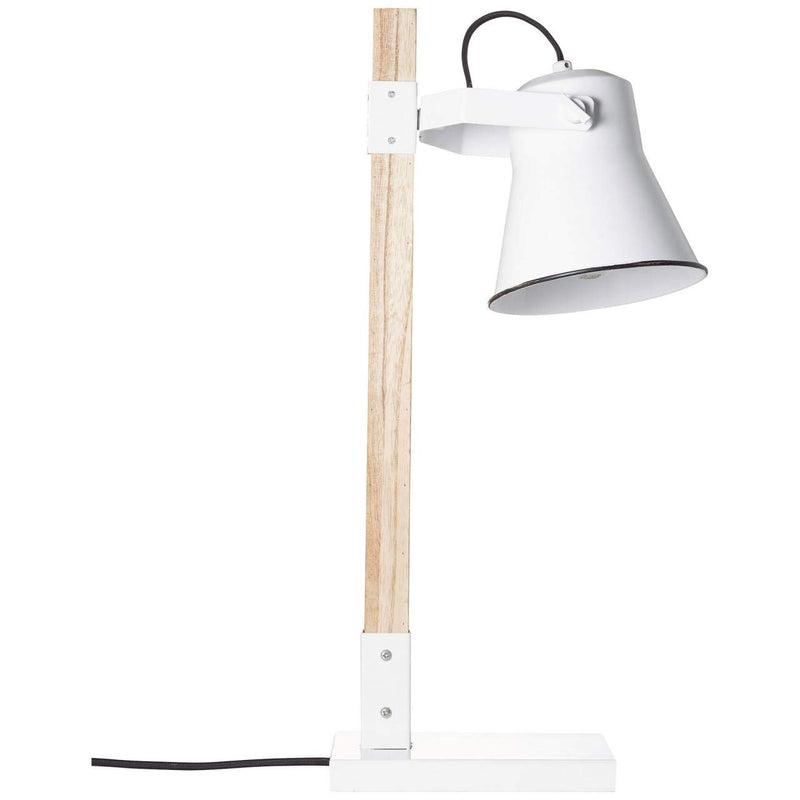 BRILLIANT Lampe Plow Tischleuchte weiß/holz hell | 1x A60, E27, 10W, geeignet für Normallampen (nicht enthalten) | Mit Schnurzwischenschalter