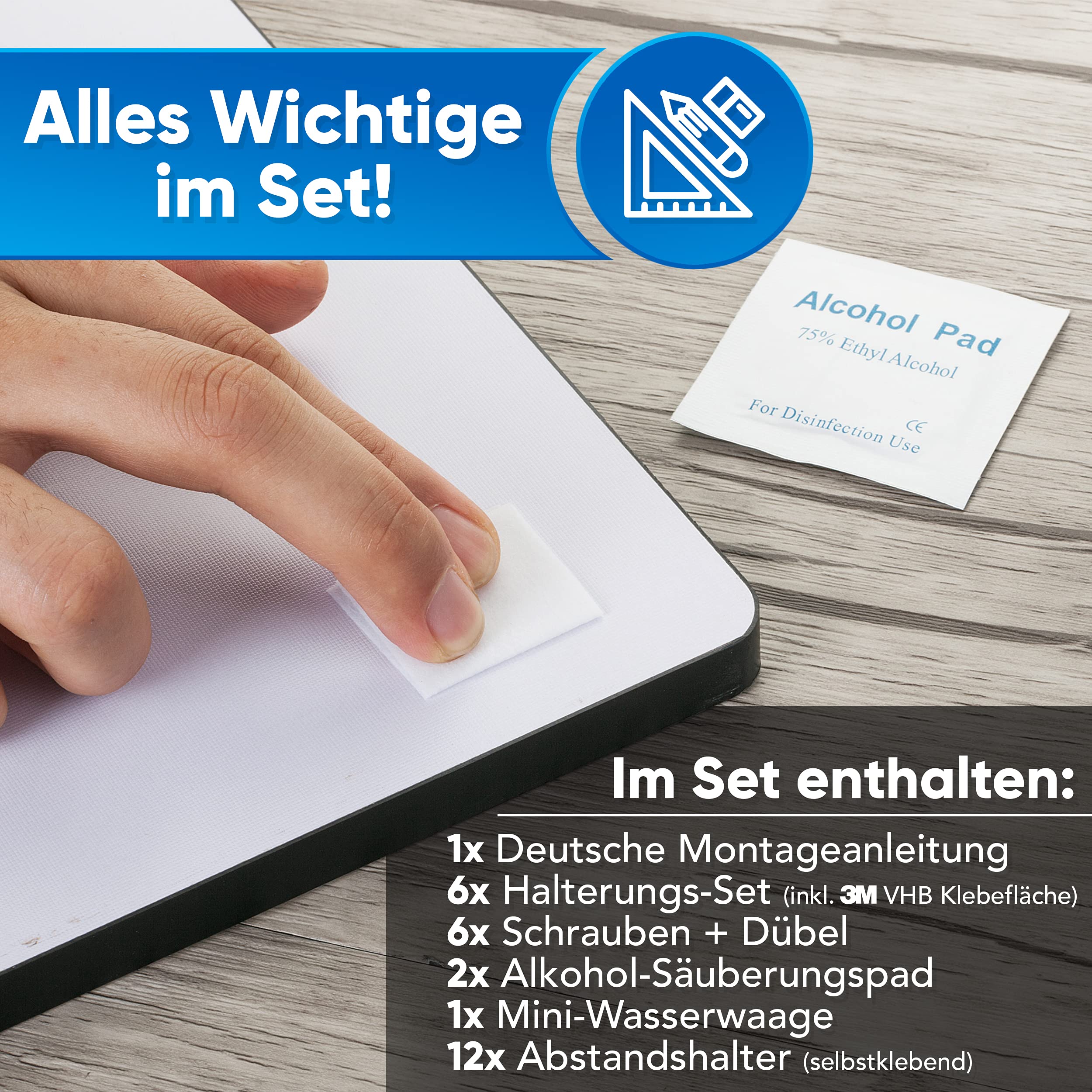 PEARWAY™ - Aufhängung für Acrylglasbilder und Spiegel - [6er Set] - extra starke 3M Klebefläche - bis zu 8kg - Alu Dibond & Acrylglas Aufhängung, Spiegelhalterung