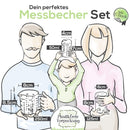 TreeBox Messbecher glas - Messbecher klein -3er Set (250ml, 125ml & 50ml) - Robuste und hitzebeständige Messbecher Set aus Borosilikatglas - Mikrowellengeeignet -Perfekt zum Backen und Mischen