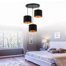 lux.pro Hängeleuchte Scarborough Pendelleuchte aus Kunststoff und Stoff Deckenlampe für Wohnzimmer Schlafzimmer 3 x E14 ohne Leuchtmittel Schwarz