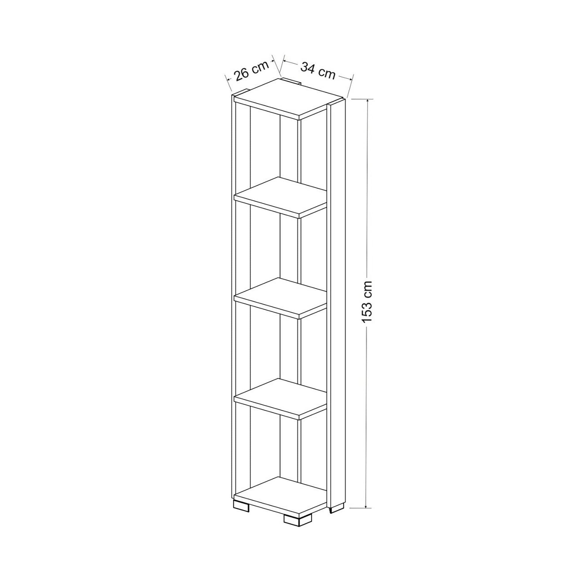 [en.casa] Bücherregal Aalestrup Standregal für Wohnzimmer mit 4 Ebenen Raumteiler 153 x 34 x 26 cm Eiche/Anthrazit