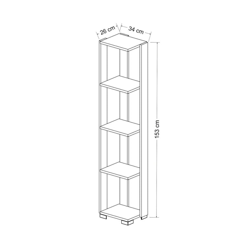 [en.casa] Bücherregal Aalestrup Standregal für Wohnzimmer mit 4 Ebenen Raumteiler 153 x 34 x 26 cm Eiche/Anthrazit