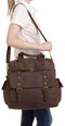 LEABAGS Leder Handtasche Damen I Premium Echtleder Umhängetasche I Damen Schultertasche I Damentasche I Tragetasche für Arbeit Uni Schule Freizeit I 39 x 32 x 22 cm I Nature Dunkelbraun