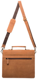 LEABAGS 'Haarlem' Aktentasche Echt-Leder Umhängetasche Tablettasche Schultertasche Herren und Damen DIN A4 Format Vintage Look Ledertasche Henkeltasche Businesstasche Unitasche Büro (Braun)