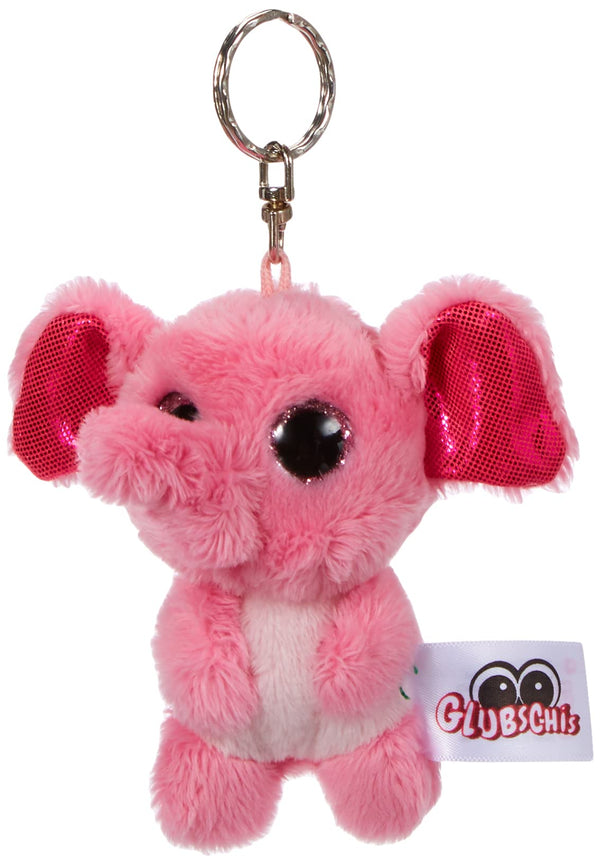 NICI 45544 Glubschis Schlüsselanhänger Elefant Fluppy 9cm, große Glitzeraugen, Plüschtier mit Schlüsselring, pink/weiß