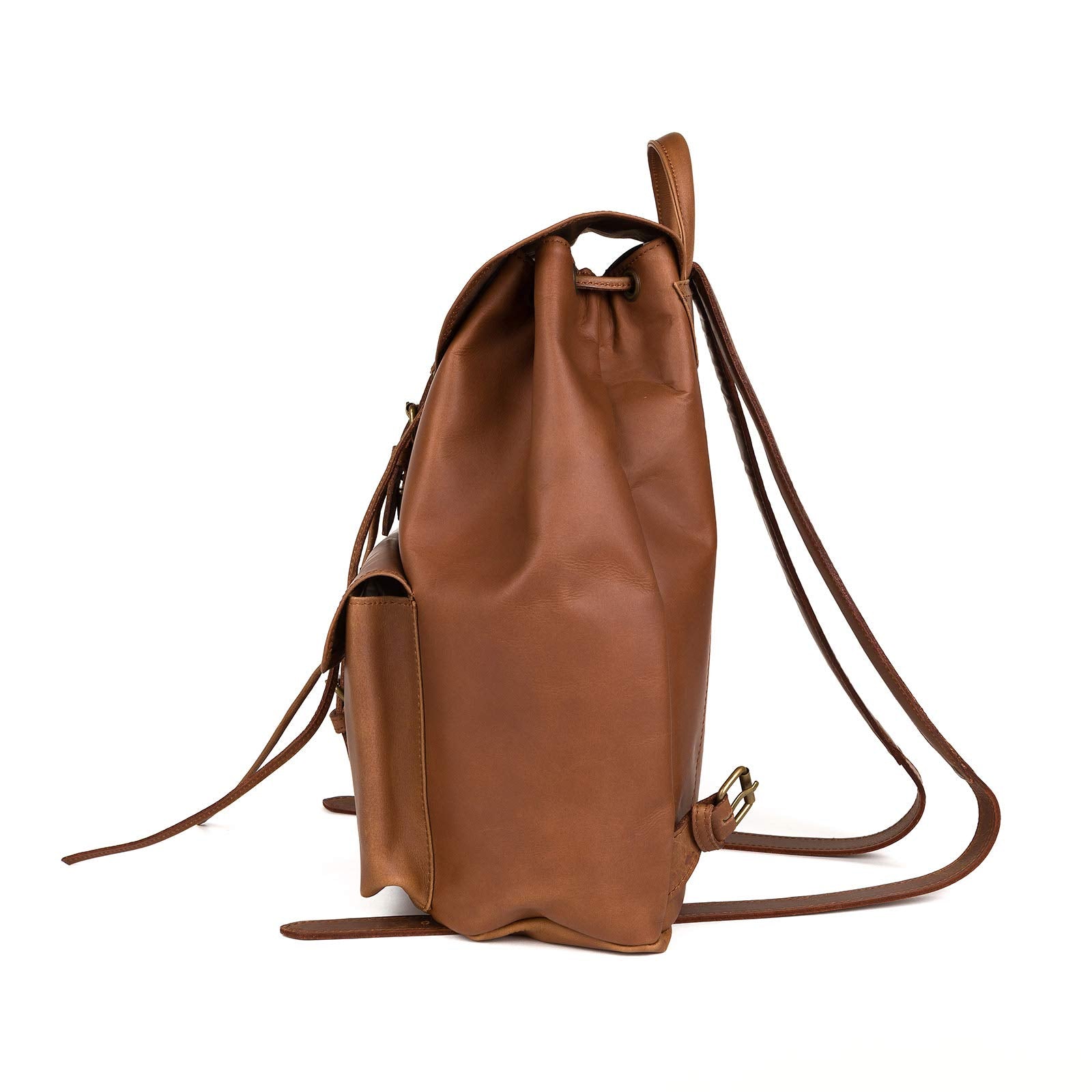 Leather Lane 'Janis' Rucksack für Damen und Herren Backpack Vintage Beutel Echtes Leder Tagesrucksack Schultertasche Lederrucksack Unitasche Dunkel Braun L (30 x 16 x 38 cm)