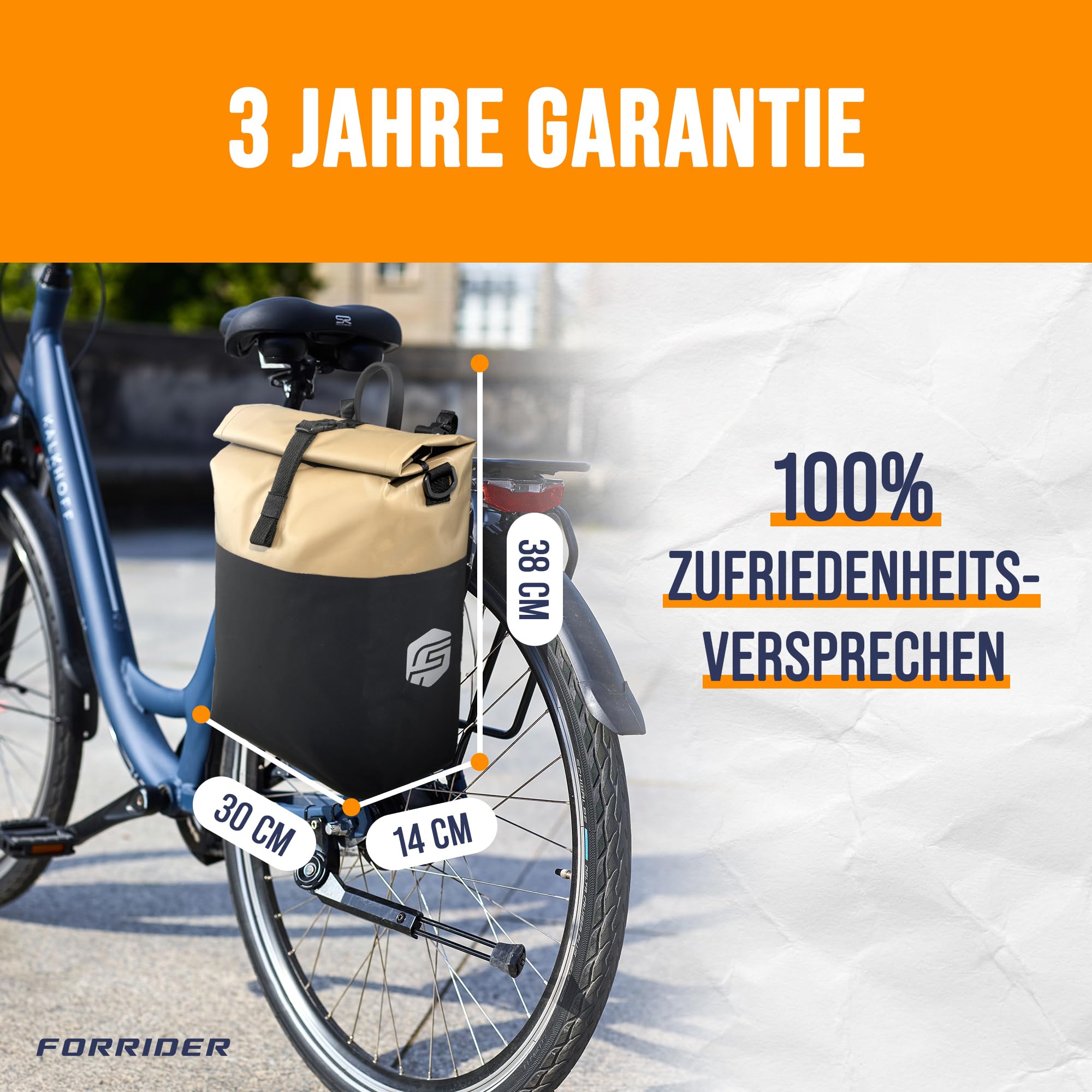 Forrider Fahrradtasche Wasserdicht für Gepäckträger [22L Volumen] mit Schultergurt | Gepäckträgertasche | Einzel | Fahrrad Tasche Packtasche hält an jedem Gepäckträger