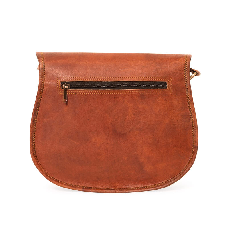 Leather Lane 'Felicia' Handtasche Echtes Leder Vintage Umhängetasche für Damen Retro Design Ledertasche Schultertasche Naturleder Braun L