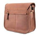 Leabags Leder Handtasche Damen I Premium Echtleder Umhängetasche I Damen Schultertasche I Damentasche I Tragetasche für Arbeit Uni Schule Freizeit I Größe M (21 x 16 x 6 cm) I Nature Dunkelbraun