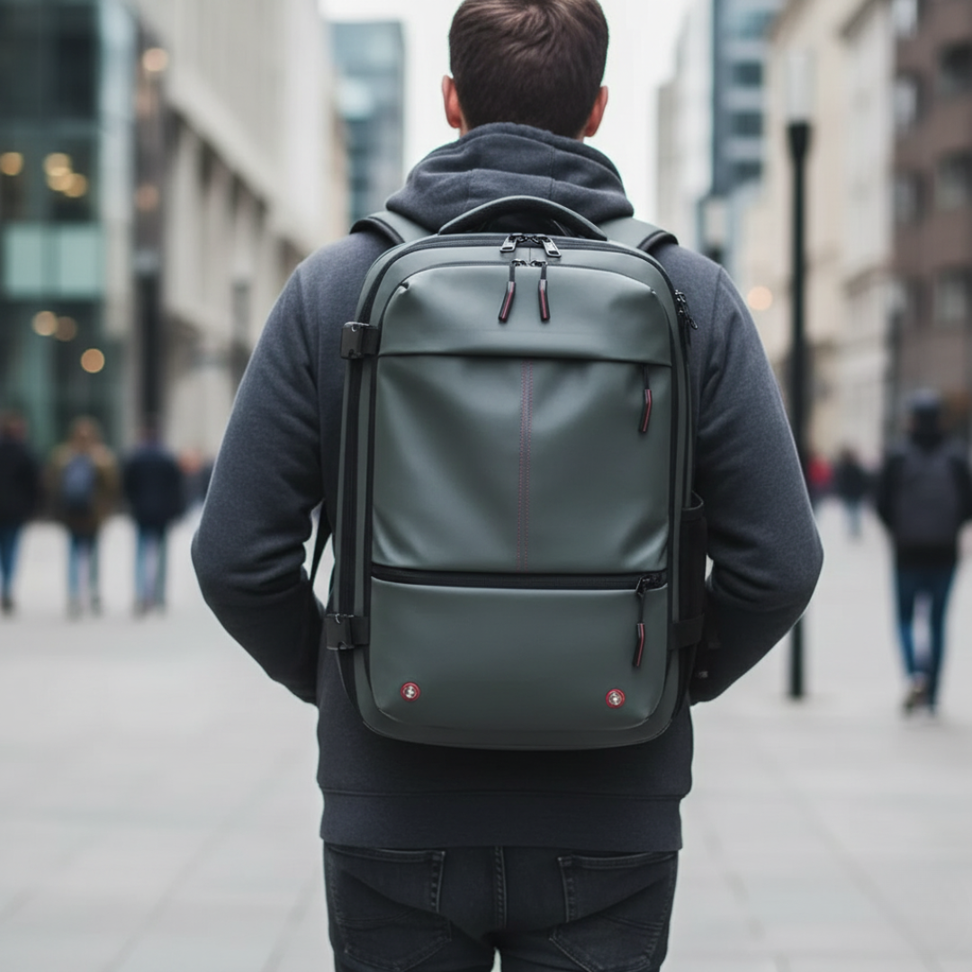 Taschen Rucksack mit Kompressionssystem & Nass-/Trockenfach – PackForm Traveler
