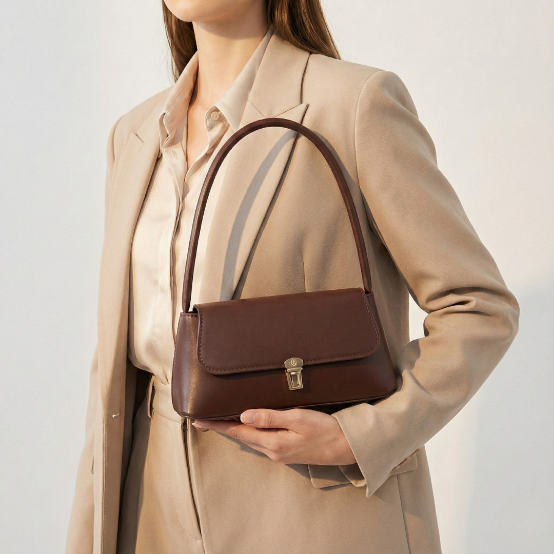 Retro Schulterhandtasche mit Überschlag