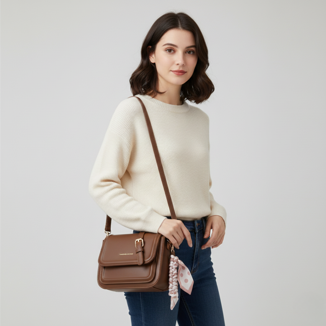 Kleine quadratische Schultertasche aus PU-Leder