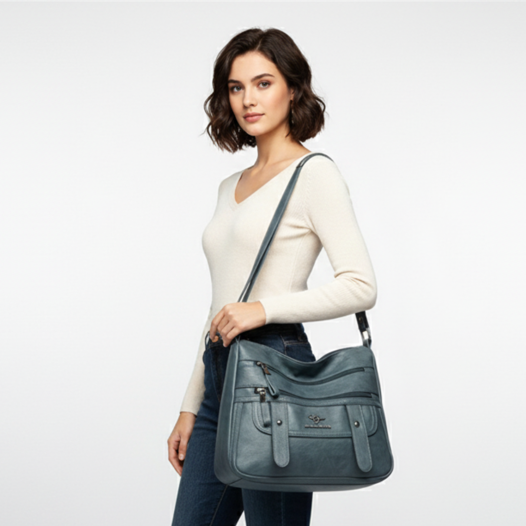 Weiche Schultertasche mit Überschlag