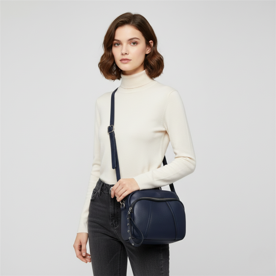 Weiche Satchel-Tasche in genarbter Optik