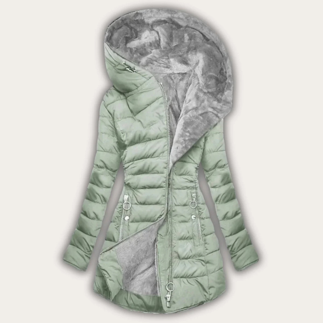 Damen Jacken mit Kunstfell-Futter & Asymmetrischem Reißverschluss – Chloe Coat