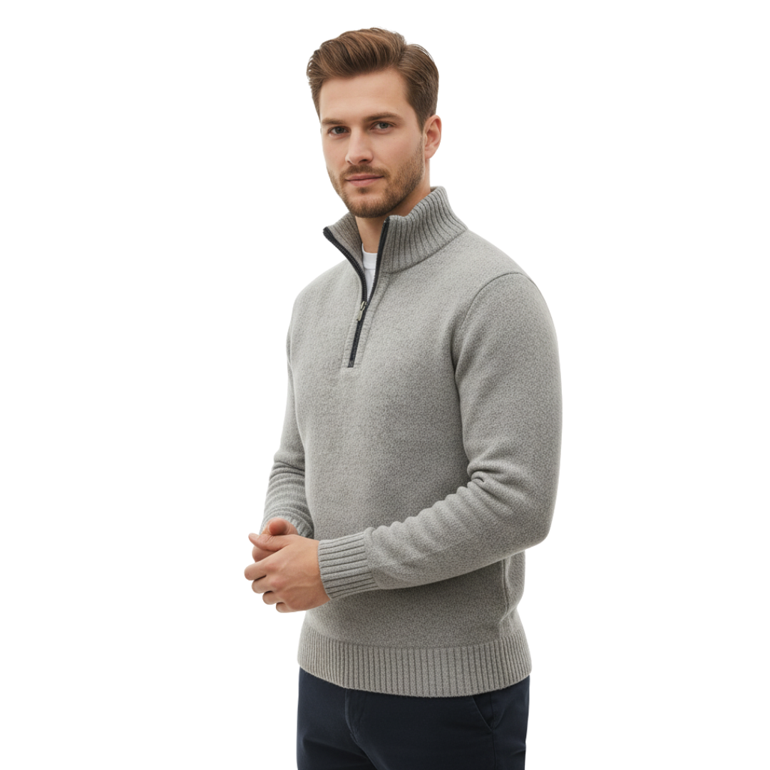 MerinoEdge Strickpullover mit Halb-Reißverschluss