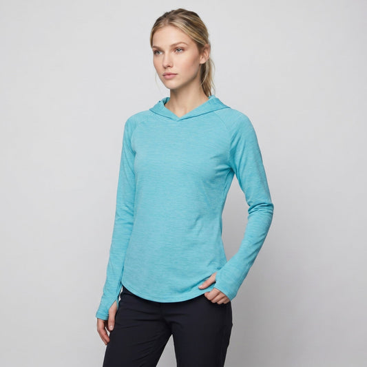 Damen Sonnenhoodie mittelschwer – UPF 50+ UV-Schutzoberteil mit Kapuze
