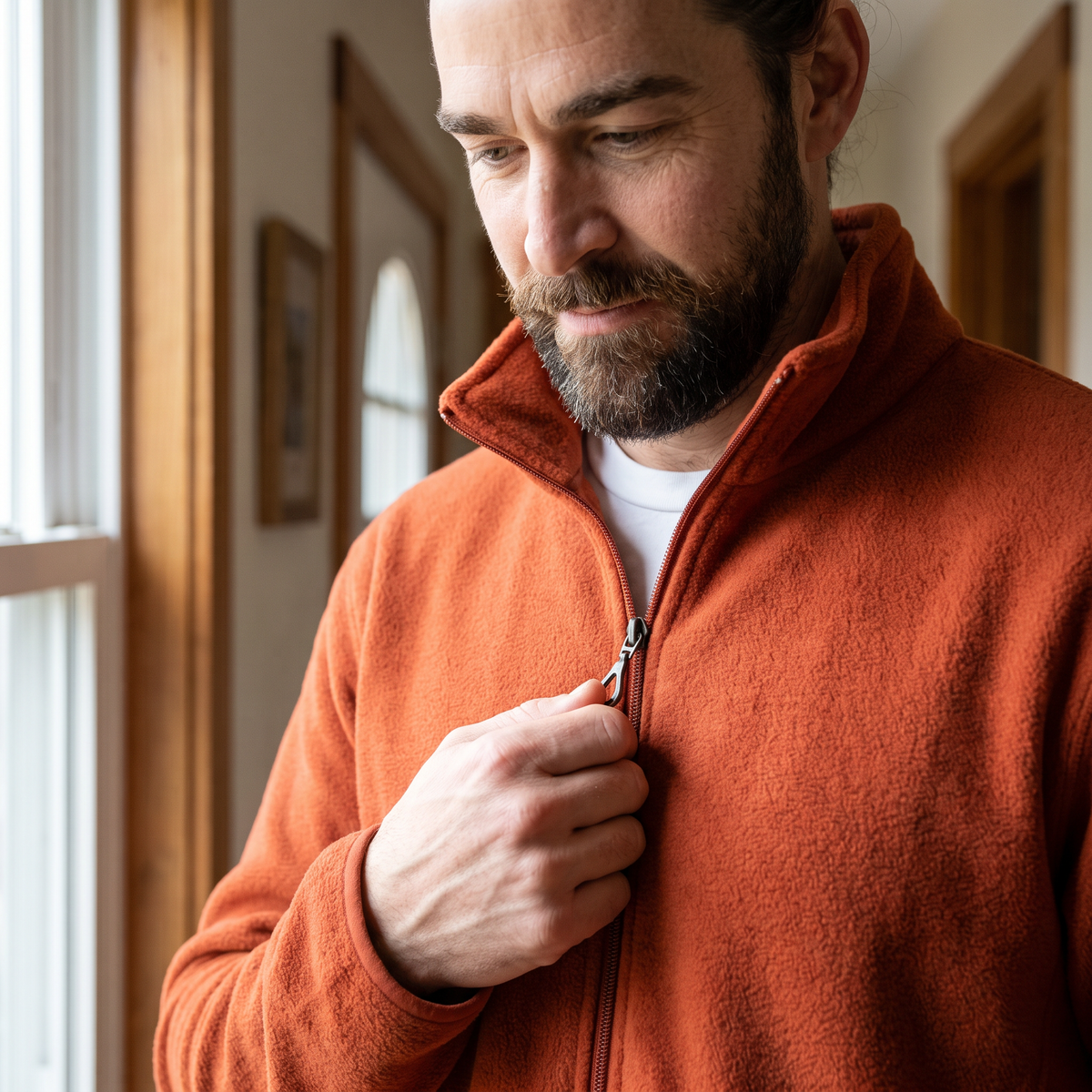 Herren Fleecejacke mit durchgehendem Reißverschluss – entspannte Passform