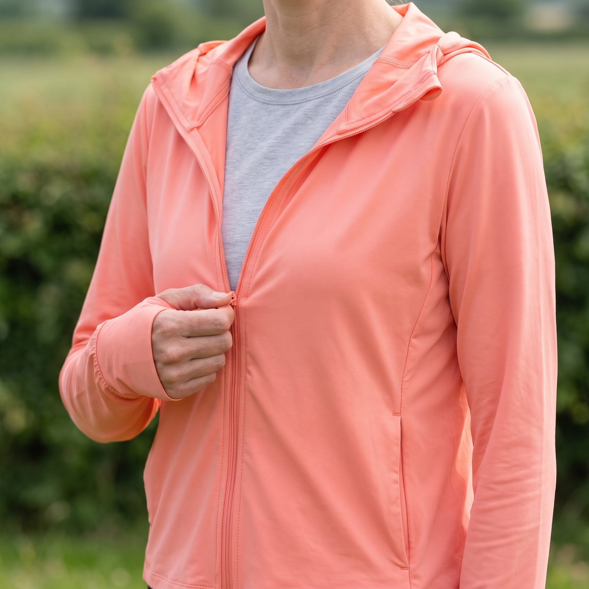 Damen Sonnenhoodie mit Reißverschluss – leichte UV-Schutzjacke