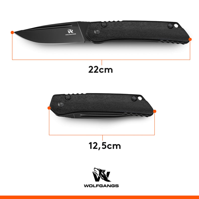 Wolfgangs CULTRO Zweihandmesser Klappmesser aus feinstem D2 Stahl - Legales Taschenmesser Klappmesser im zeitlosen Design - Outdoor Messer Survival - Klappmesser Outdoor inkl. Kydex Holster (Orange)