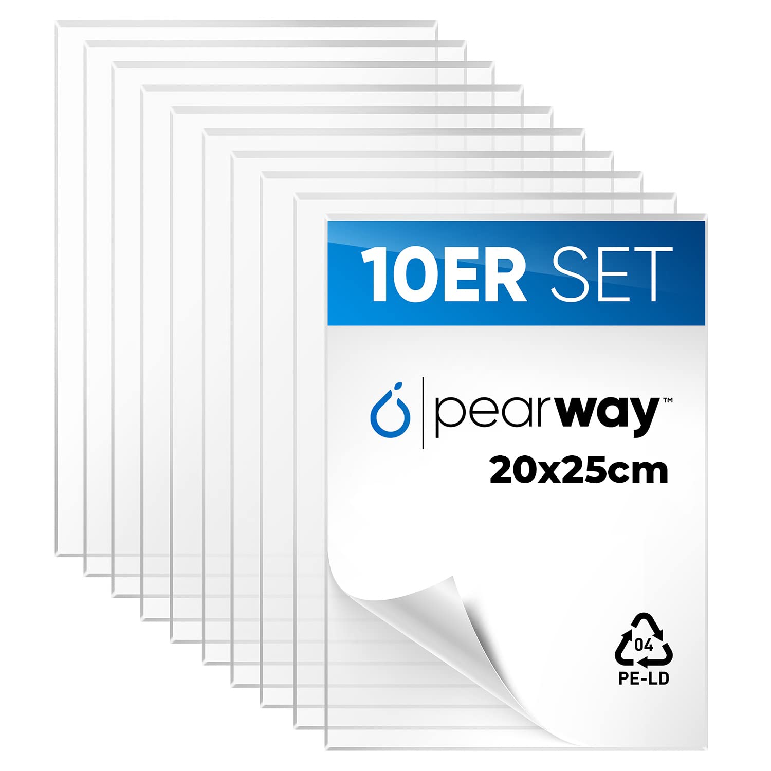 PEARWAY™ Profi Set ultra klare Acrylglas Platten [10er Set] I 20x25cm (8x10 Zoll) I transparente Acrylglas Platte I Glas zum Bemalen I Plexiglas 1mm I ideal für Modellbau oder Tischaufsteller