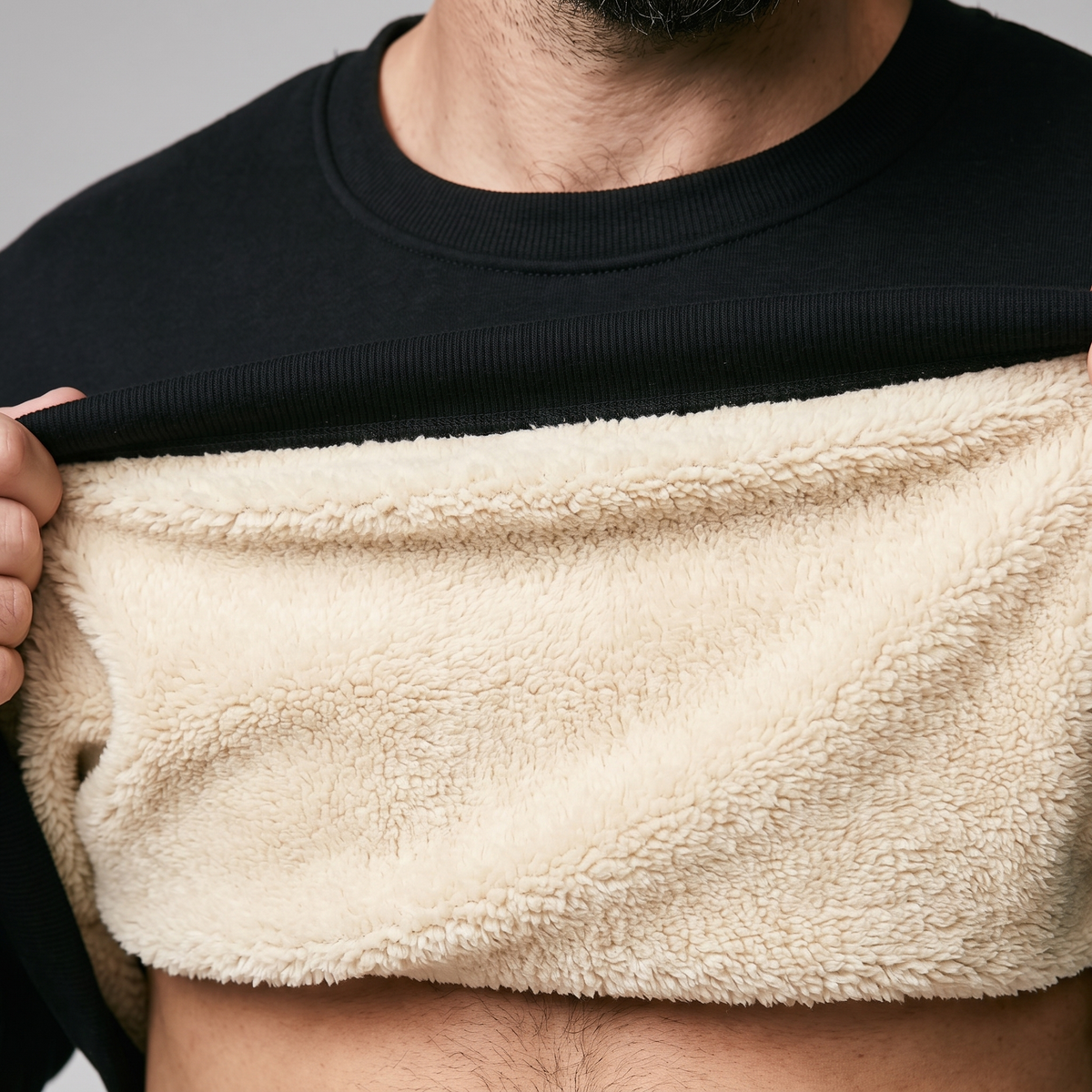 Herren Rundhalspullover – Sherpa-gefüttert, warmes Winteroberteil