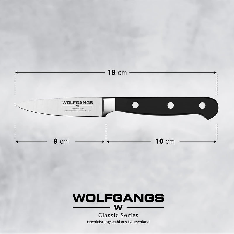 Wolfgangs Schälmesser einzeln (Schwarz) – Obstmesser & Gemüsemesser mit rostfreier Edelstahlklinge – Kartoffelschälmesser klein in Premiumqualität – Kartoffelmesser praktische Alleskönner