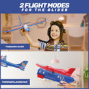 Bogenkönig 3er Set Flugzeug-Launcher Spielzeug: LED-Schaumgleiter-Kits, Katapult, 2 Flugmodi, für Jungen und Mädchen im Alter von 3-12 Jahren, (Blau, Rot und Gelb)