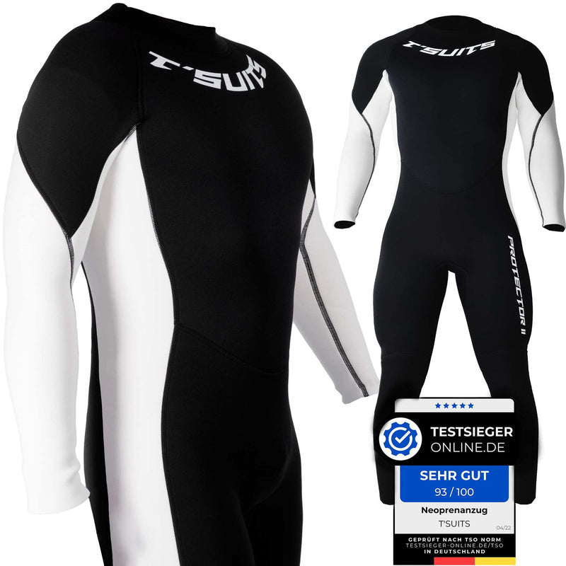 T´SUITS Neoprenanzug Herren [3mm, Lang, 4-Elements] | Tauchen, Schwimmen, Surfen, Kiten, Wasserski, Rafting - Jetzt Größe Wählen (S, Herren Schwarz/Weiß)