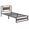 [en.casa] Metallbett 90x200 cm Stahlrahmen Schwarz Spanplatte Walnuss-Optik Bettgestell