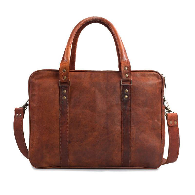 NAMA 'Pablo' Messenger Bag Echtes Leder Business Tasche Aktentasche Umhängetasche Vintage DIN-A4 Oxford Laptoptasche Schultertasche Notebooktasche Braun