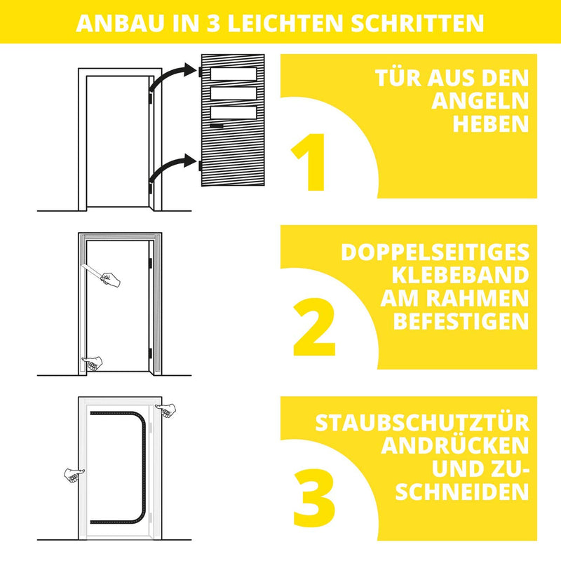 NEUBACH® 2x Staubschutztür mit Reißverschluss -120 x 220 cm I Da besonders dicht, der zuverlässigste Staubschutz I Unsere Staubtür mit Reißverschluss ist perfekt anpassbar