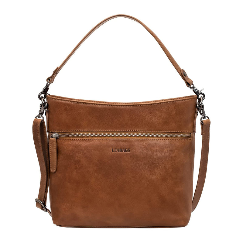 LEABAGS Toronto Umhängetasche I Echtes Leder I Handtasche für Damen I Schultertasche I 30x9x24 cm I Shopper Whiskey