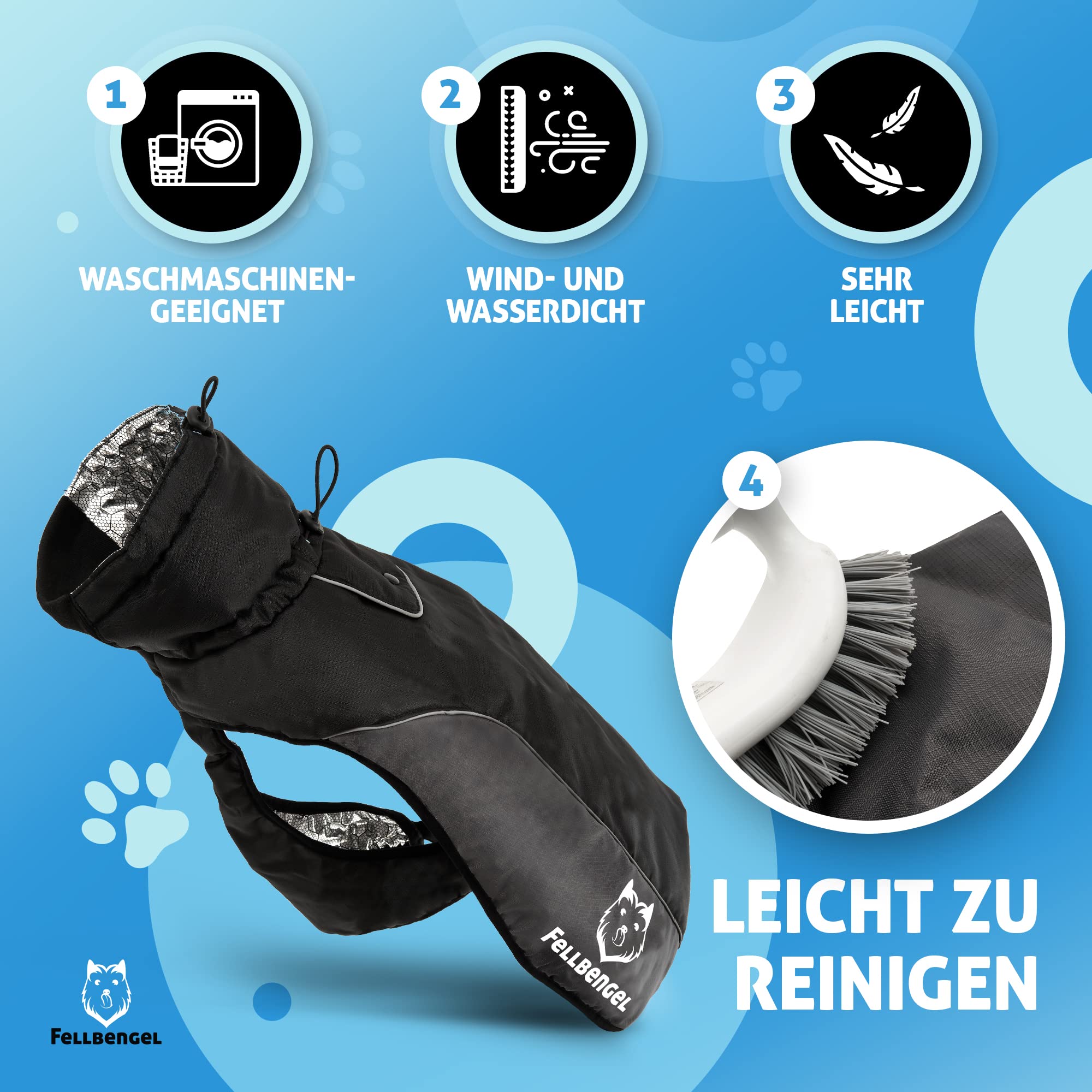 Fellbengel Hundemantel für kleine und große Hunde [6 Größen] + stufenlos verstellbar Regenmantel Wintermantel Hund wasserdicht mit Thermo-Material und ergonomischem Schnitt - Größe 60