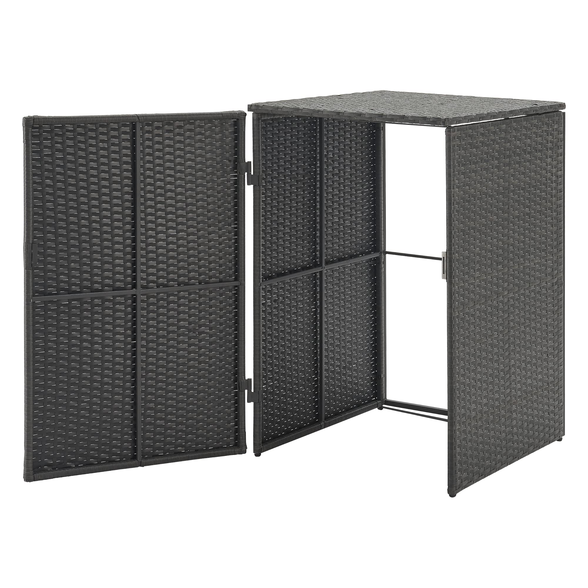 [en.casa] Mülltonnen Verkleidung Widnau für 1 Mülltonne 240 L Mülltonnenbox Mülltonnenhaus Polyrattan Stahlrahmen 109 x 70 x 78 cm Dunkelgrau