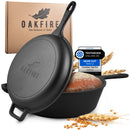 Oakfire Gusseisen Topf 2in1 mit Pfanne, Ø26cm 3.0L, Casserole, mit Anti-Haft Patina, 4Elements, SpreadHeat zum Kochen, Braten, Schmoren, Brot backen, Garen - Tolle Aromaentfaltung