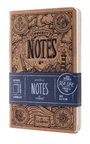 LEABAGS Pocket Notes Deco Edition Notizbücher 68 Seiten 9x14 cm - 3er Pack I Sea Life