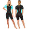 T´SUITS Neoprenanzug Damen [3mm, Shorty, Protector-I] | Tauchen, Schwimmen, Surfen, Kiten, Wasserski, Rafting - Jetzt Größe Wählen (XL, Damen Aquamarine/Schwarz)