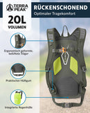 Terra Peak Wanderrucksack 20L Damen Herren Active 20 olivegrün klein - backpack wasserdicht - Rucksack zum Wandern, Camping und Outdoor - handgepäck mit laptop-fach - unisex daypack