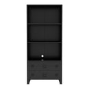 [en.casa] Bücherregal Hammarland Bücherschrank mit 2 Schubladen Schwarz Wohnzimmerschrank Metall Standregal mit Kabeldurchlass 180 x 80 x 40 cm