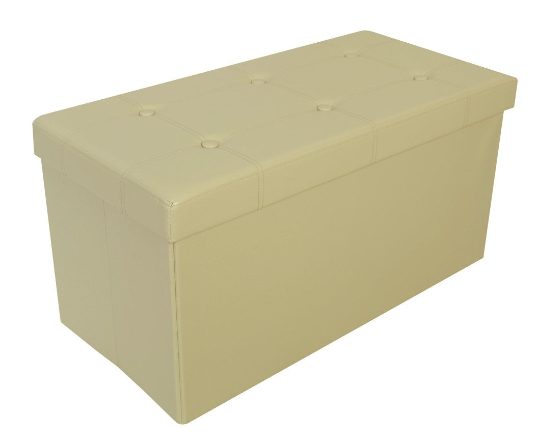 Kronenburg Ottomane 76 x 38 x 38 cm - Sitzbank Sitzwürfel Faltbar Aufbewahrungsbox bis 300 kg belastbar - Beige - Farbwahl