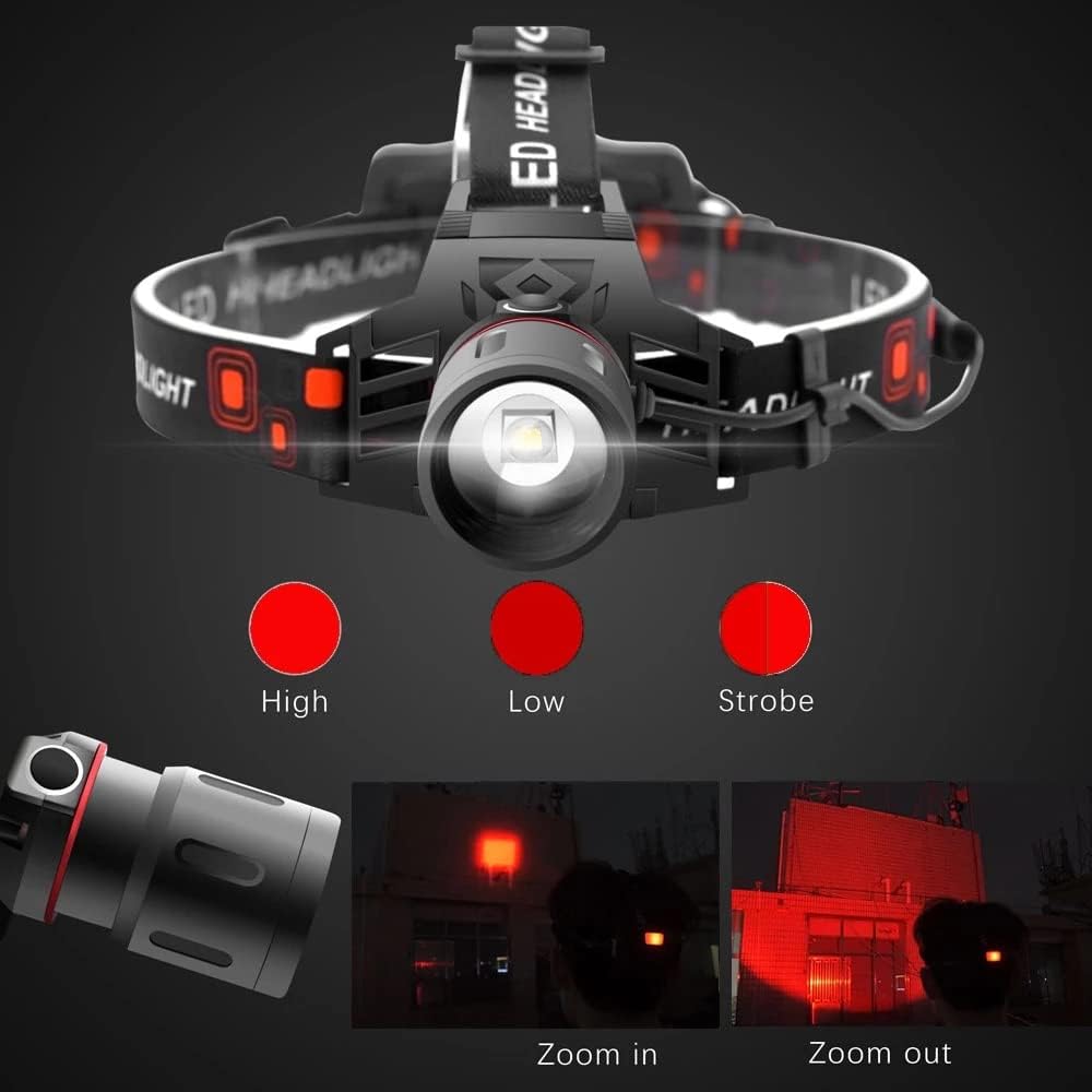 Rebolet | Wiederaufladbare LED Stirnlampe mit Weiß-, Rot- und Grünlicht – Leistungsstarke Kopflampe mit USB und Akku
