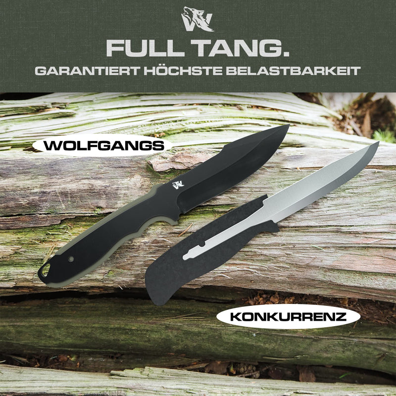 Wolfgangs W2 Outdoor Messer feststehende Klinge - Inkl. Scheide - Ideales Jagdmesser aus einem Stück 440C Stahl gefertigt - Premium Survival Messer - Perfektes Bushcraft Messer Outdoor